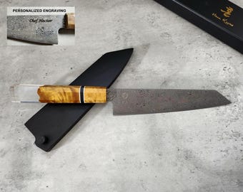 HONN Chef Knife Kiritsuke 8" (205mm) blade Damascus