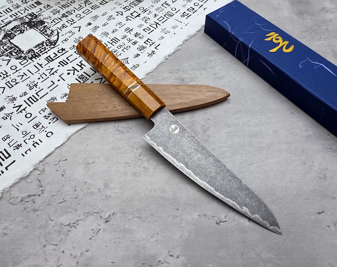 HONN Chef Knife Utility 6.25" (160mm) Stone Washed (Orange)