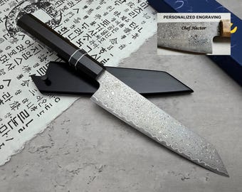 HONN Chef Knife Kiritsuke 8" (205mm) blade Damascus