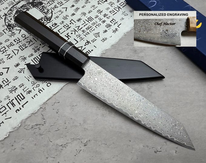 HONN Chef Knife Kiritsuke 8" (205mm) blade Damascus