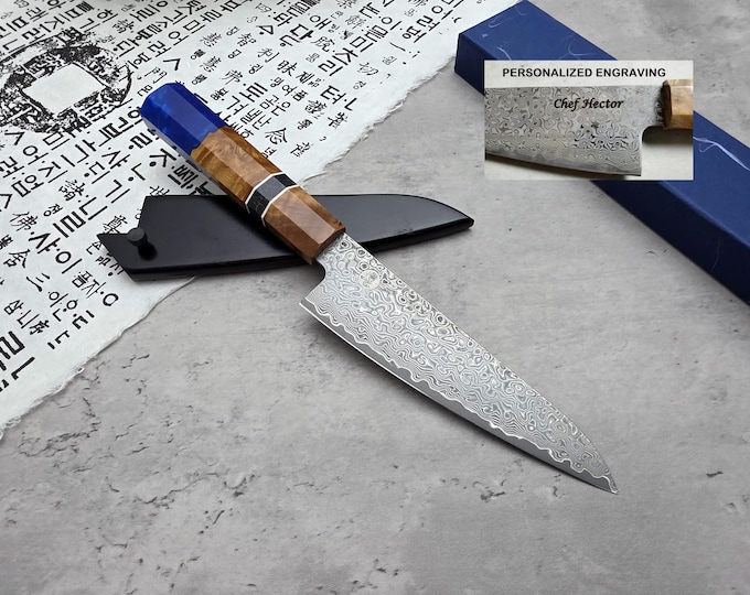 HONN Chef Knife Utility 6.25" (160mm) blade Damascus