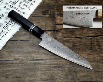 HONN Chef Knife Utility 6.5" (160mm) blade Damascus