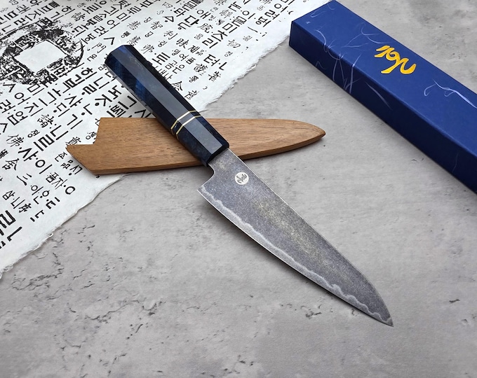 HONN Chef Knife Utility 6.25" (160mm) Stone Washed (Blue)
