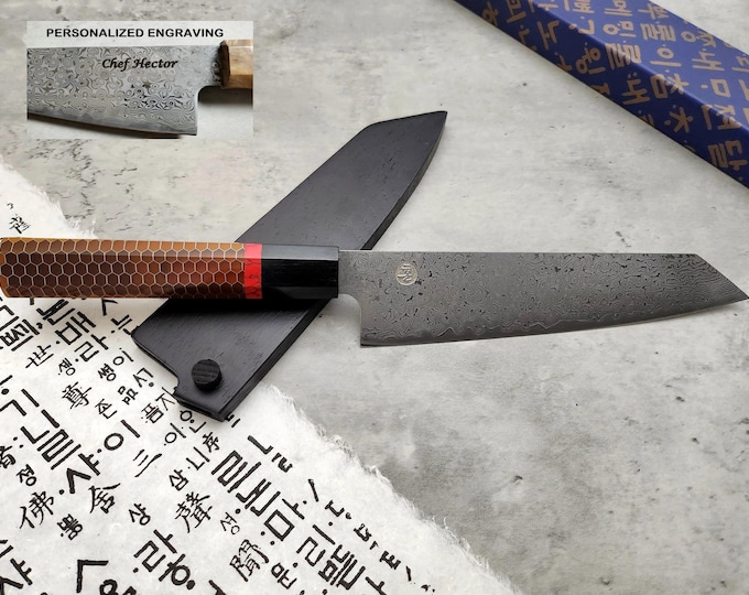 HONN Chef Knife Kiritsuke 8" (205mm) blade Damascus