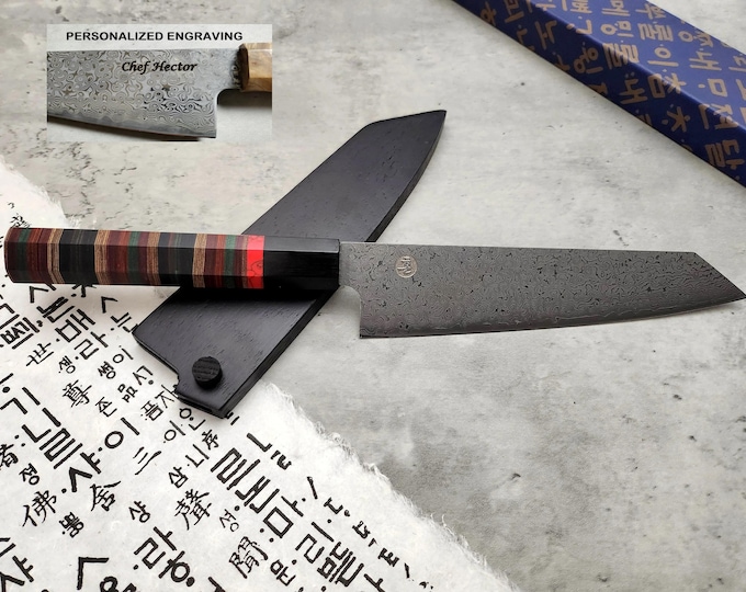 HONN Chef Knife Kiritsuke 8" (205mm) blade Damascus