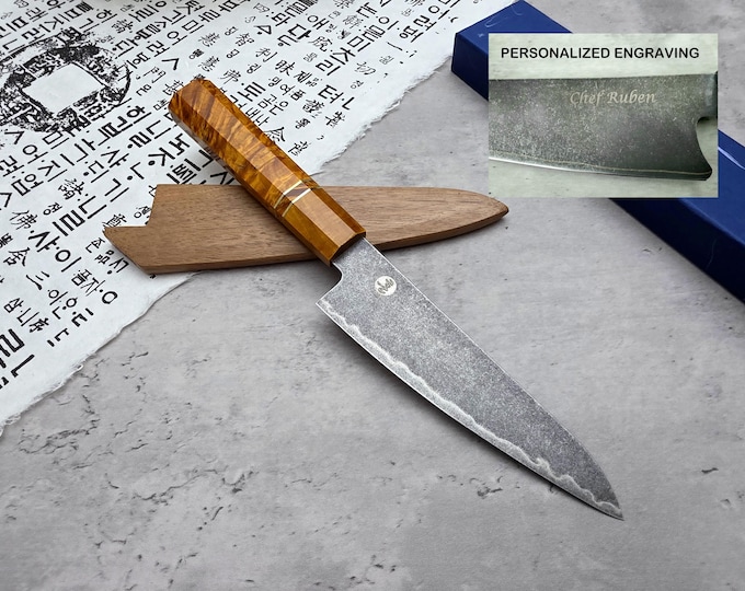 HONN Chef Knife Utility 6.25" (160mm) Stone Washed (Orange)