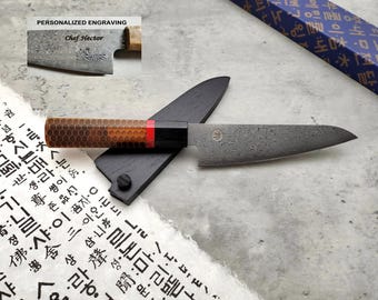 HONN Chef Knife Utility 6.5" (160mm) blade Damascus