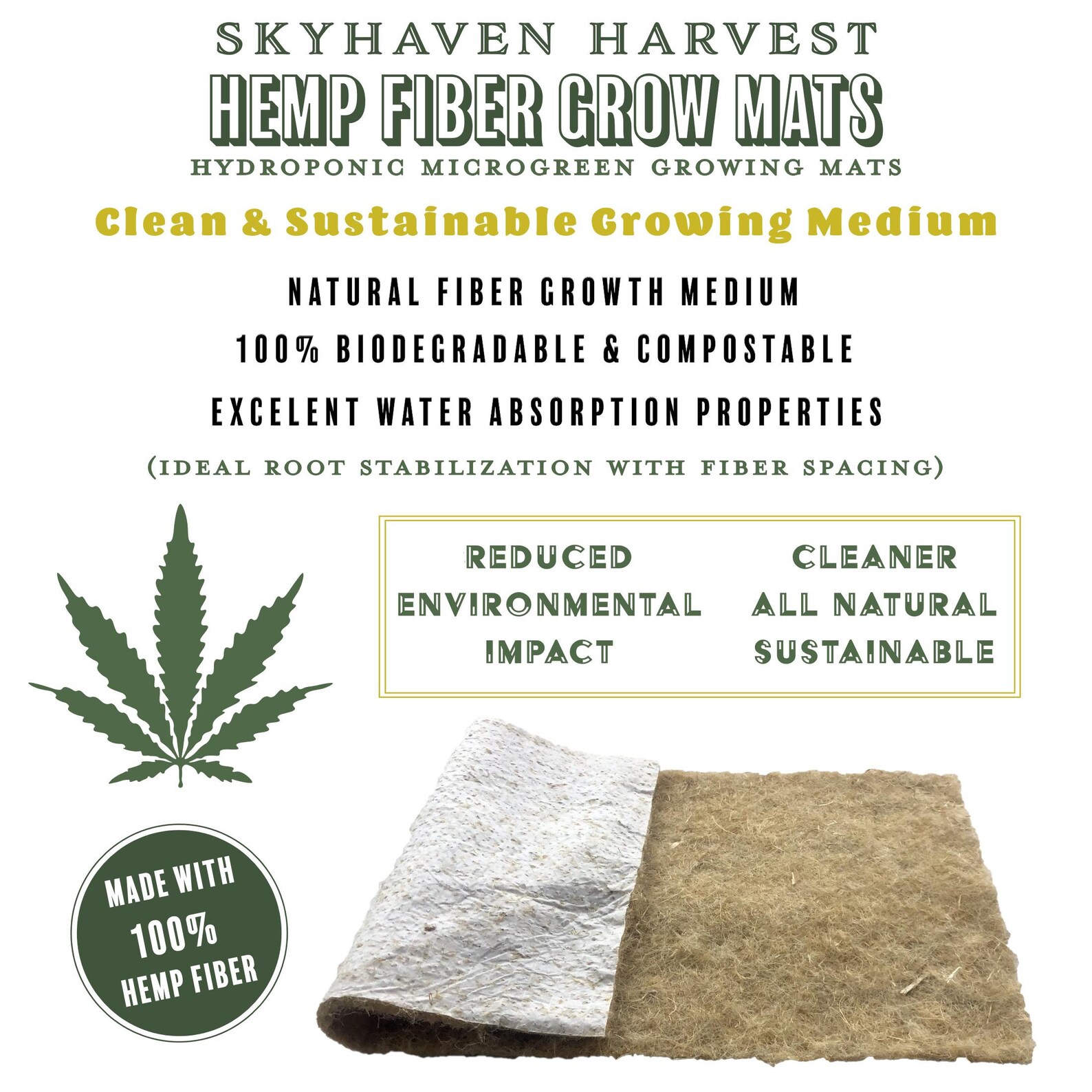 Hydroponic Hemp Fiber Grow Mats Etsy