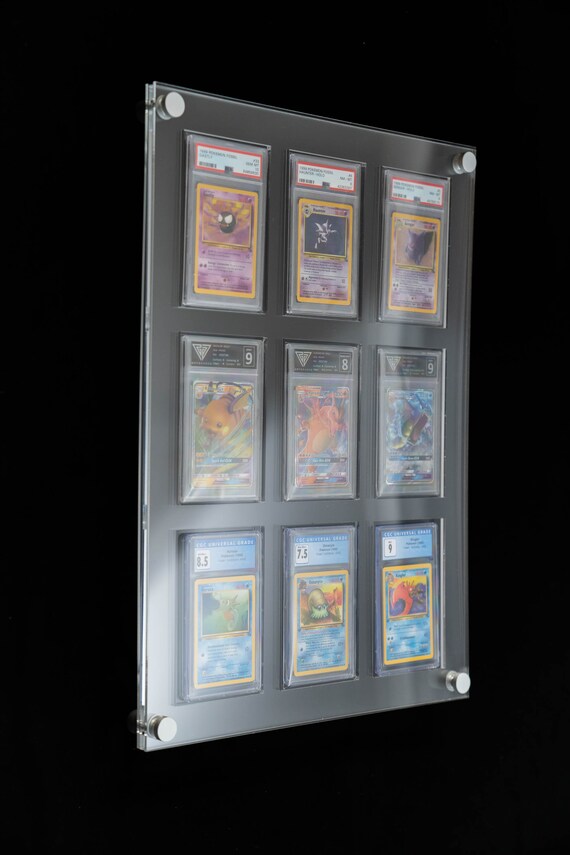 Wooden Display Frame For PSA PGS CGC Graded Pokemon Cards – Holds 3 Slabs