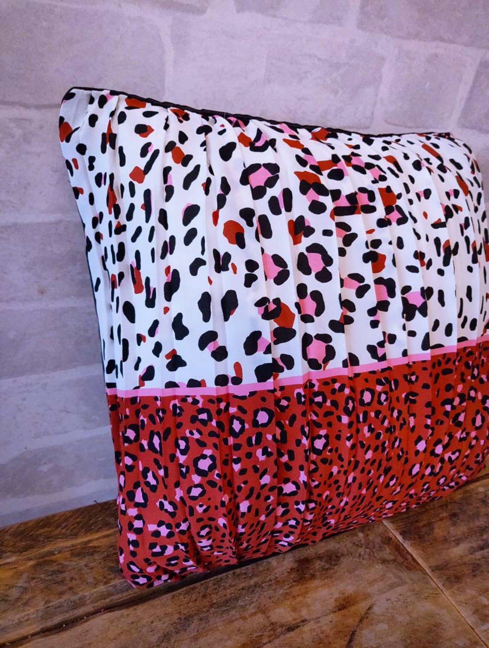 Abstract animal print cushions pink &brown print black satin Etsy