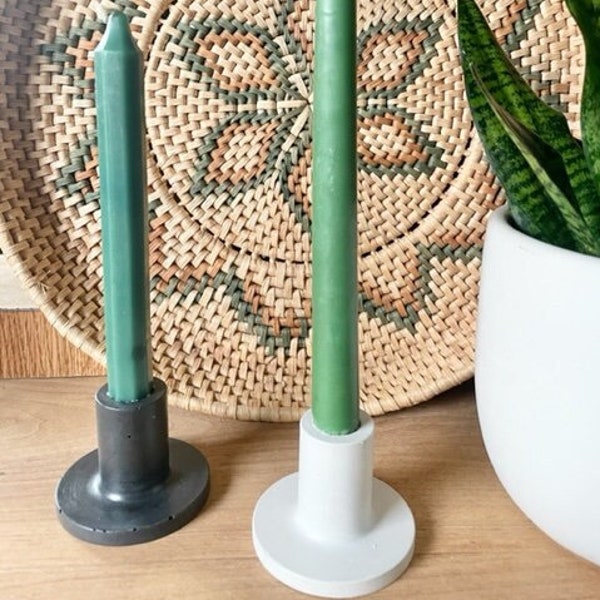 Concrete Candlestick Holder, Modern Minimalist Decor, Holiday Decor