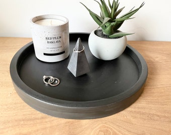Large Round Concrete Tray, Decorative Tray, Table Centerpiece, Modern Home Decor