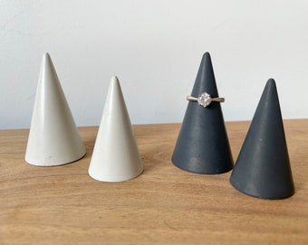 Concrete Ring Holder-Set of Two, Ring Cone, Ring Display, Minimalist, Modern, Engagement Gift