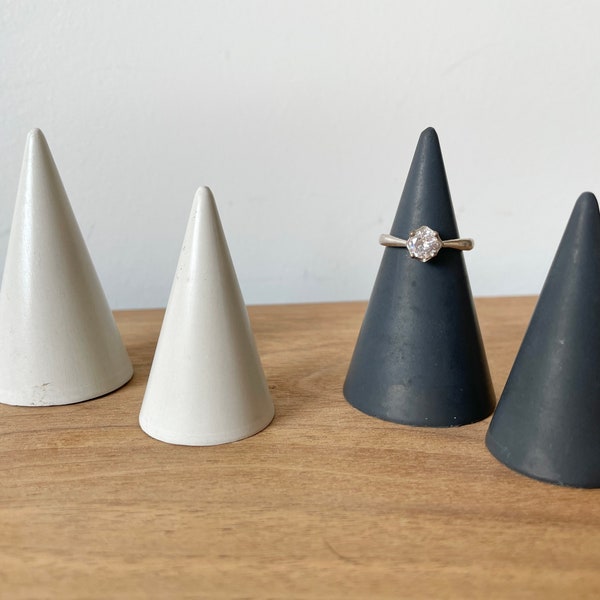 Concrete Ring Holder-Set of Two, Ring Cone, Ring Display, Minimalist, Modern, Engagement Gift