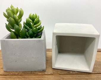 Square Concrete Succulent Planter, Air Planter, Modern Home Decor, Minimalist, Beton, Cement