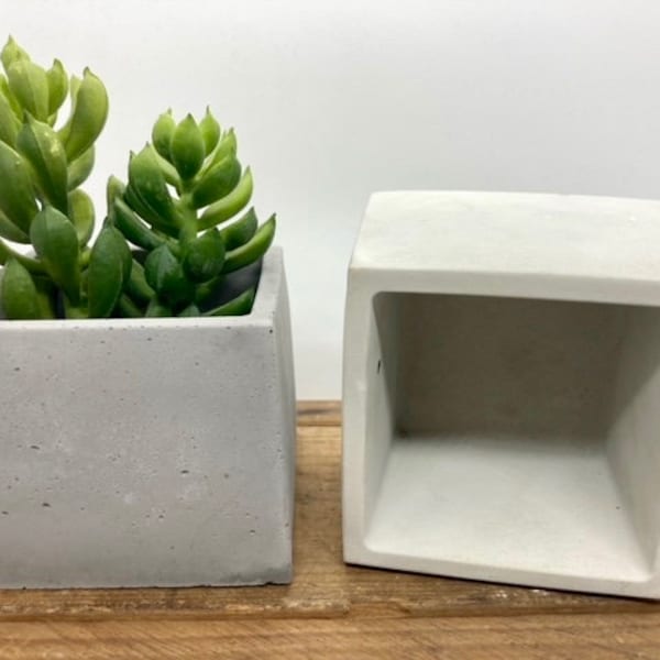 Square Concrete Succulent Planter, Air Planter, Modern Home Decor, Minimalist, Beton, Cement