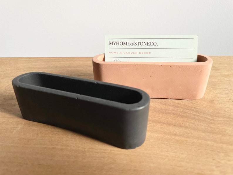 Concrete Business Card Holder, Desk Accessories, Office Organizer, Modern, Minimalist image 2