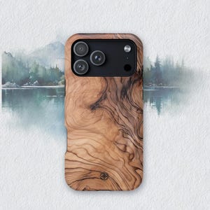 Coastal Olivewood Magsafe® Friendly iPhone Case, Faux Wood Design Custom Mobile Cover, Personalized gift,  Now in iPhone 17