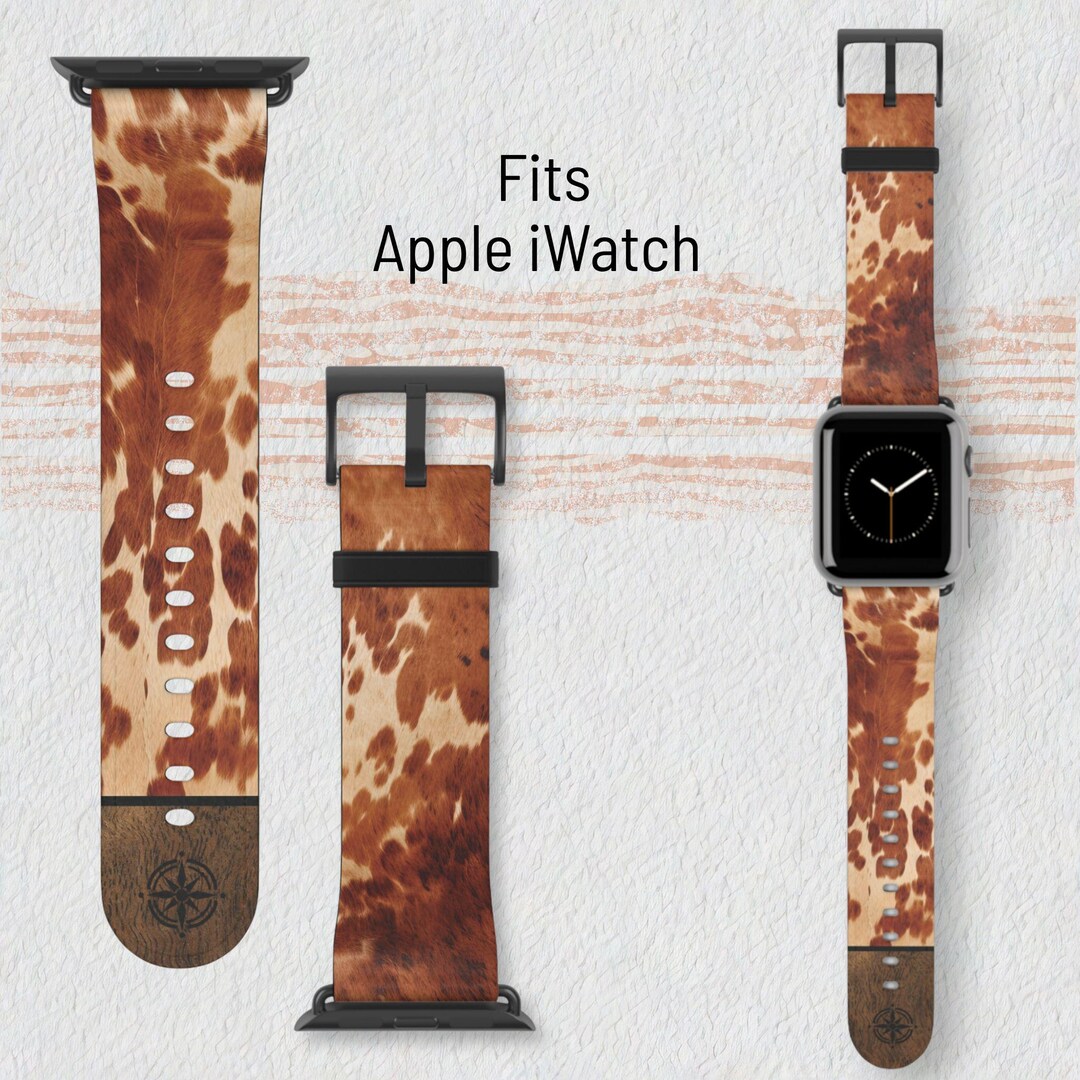 Rustic Apple Watch Rustic Cowhide Western Apple Watch Band: Cow Print Iwatch Strap Gift - Etsy