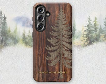 Nature Lovers Wood Phone Case, Forestcore, Faux Wood Inlay Rustic Design- fit iPhones, Google, Samsung styles- now iPhone 17