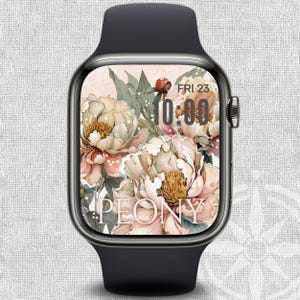 Blush Peony Apple Watch Face Wallpaper: Pink Peach Floral iWatch Digital Download