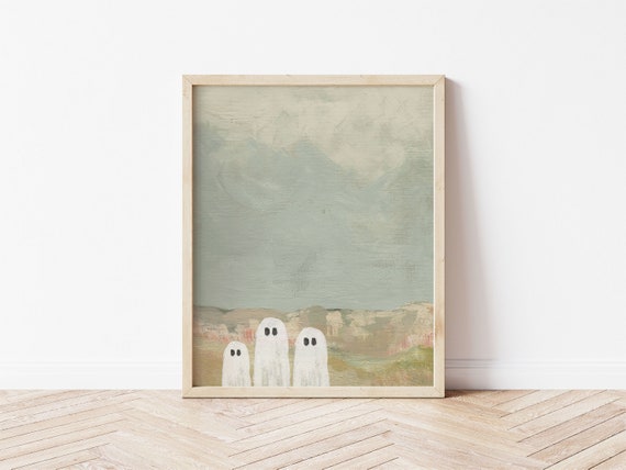 Ghost Walk Blue Sky, Ghost Art, Ghost Art Print, Halloween, Halloween Decor, Halloween Wall Decor, Ghost, Landscape, Decor, Wall Decor