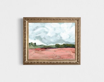 The Field, Landscape Art, Landscape Art Print, Pink Field, Tree Line, Hills, Wall Art, Art Print, Rolling Hills, Print of Acrylic Painting