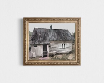 Art Print, Living Room Decor, Digital Art Print, Home Decor Art, Giclee Print, Country House Landscape, Ole's House Art Print