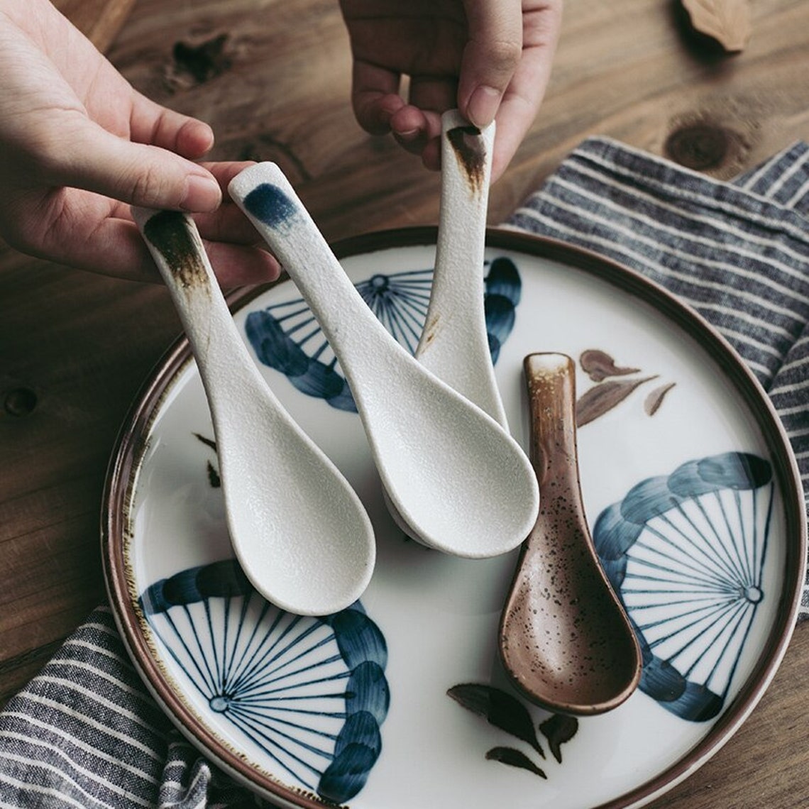 Japanese Rice Spoon Dessert Porridge Soup Spoon Ceramic Etsy