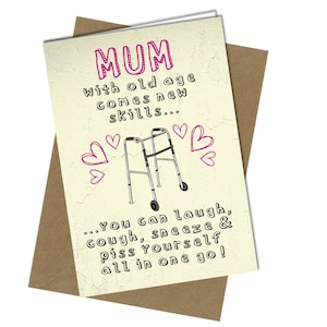Tarjeta del Día de la Madre / Mamá / Amor / Grosero / Divertido / Descarado / Divertido Risa Tos Estornudo Nuevas habilidades #929