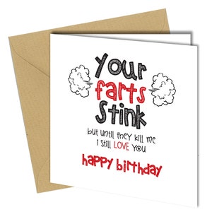 BIRTHDAY CARD Youre Farts Stink Rude Cheeky Greeting Funny Humour Joke 6x6&quot; #727