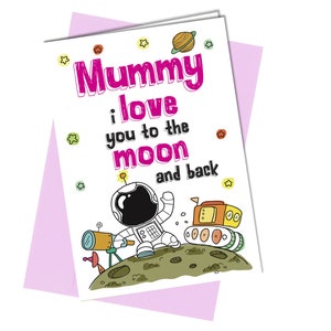 Biglietto per la festa della mamma / Mamma / Amore / Maleducato / Divertente / Sfacciato / Divertente fino alla luna e ritorno Mamma #869