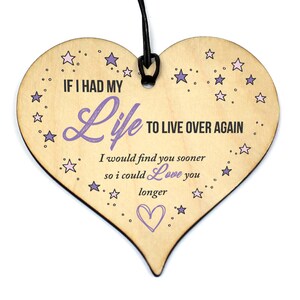 Love You Longer Placa de madeira em forma de coração para pendurar Aniversário Shabby Chic #641