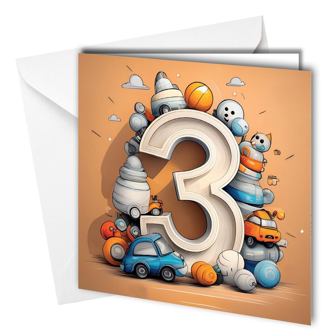Third Birthday Card / 3 Year Old / Boy, Son, Brother, Nephew, Grandson ...