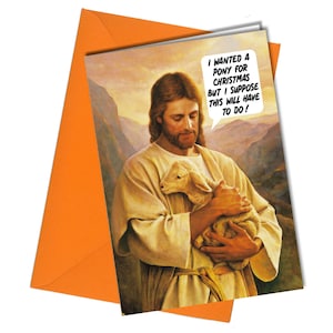 Cartão de Natal RUDE FUNNY Jesus quer um amigo pônei Cartão de felicitações atrevido #1183