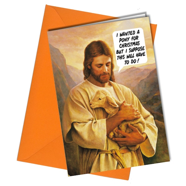 RUDE FUNNY Christmas Card Jesus wants a Pony Friend Cheeky Greeting card #1183