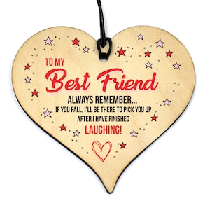 Targa per amicizia, regalo per il migliore amico, in stile shabby chic, in legno, a forma di cuore, GIN #642
