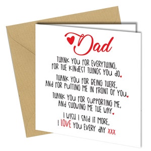 DAD I Love you Jeden Tag GEBURTSTAG oder VATERTAG Grußkarte 15,5x15cm #716