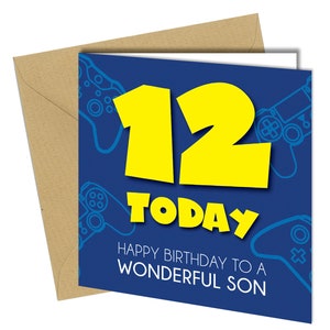 12e douzième carte d'anniversaire pour enfants Gaming X box Play Station n° 1503
