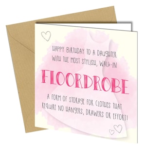 Carte d'anniversaire drôle avec humour pour fille Floordrobe élégant #1434