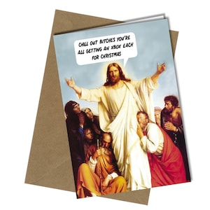 Carte de Noël grossier Jésus drôle Xbox Chill out maman papa ami salutation coquine #1181
