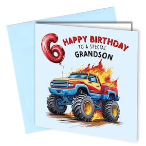 Flammender Monstertruck Geburtstagskarte / Geburtstagskarte / Enkel #1712