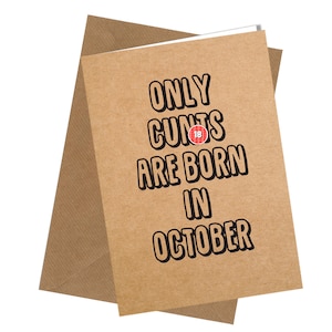 Nato a ottobre Biglietto di auguri di compleanno / Biglietto di auguri / Commedia / Maleducato / Divertente / Umorismo #319