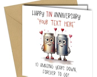 Personalised Happy Tin anniversary 10 year Card Funny Greeting Card wife husband #1734