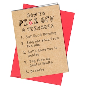Comment p*ss d'un adolescent | Carte d'adolescent/treize/13e anniversaire n° 1031