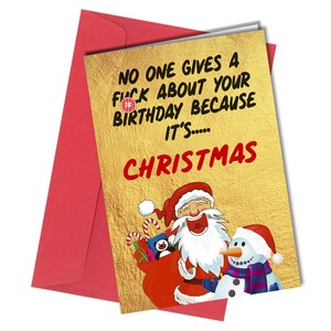 Verjaardagskaart december RUDE FUNNY No One Gives a F*ck kerstkaart Brutaal 1203