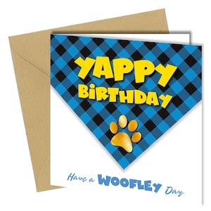 Cumpleaños de Yappy / Día de Woofly / Tarjeta de cumpleaños para el perro / bebé peludo n.° 1578