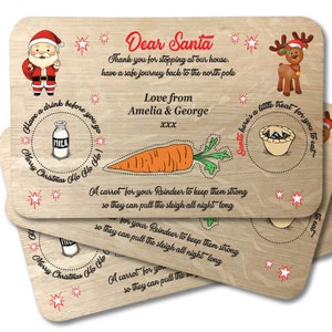 Christmas Eve Santa Personalised Treat Board - Wooden Plate Platter Mat - Father Xmas Top UK Seller Great Deal Top Quality Best on Etsy