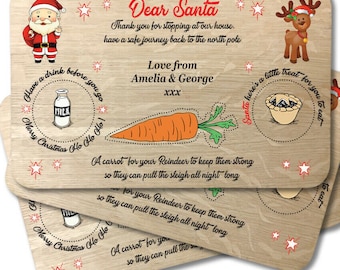 Christmas Eve Santa Personalised Treat Board - Wooden Plate Platter Mat - Father Xmas Top UK Seller Great Deal Top Quality Best on Etsy