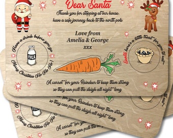 Christmas Eve Santa Personalised Treat Board - Wooden Plate Platter Mat - Father Xmas Top UK Seller Great Deal Top Quality Best on Etsy